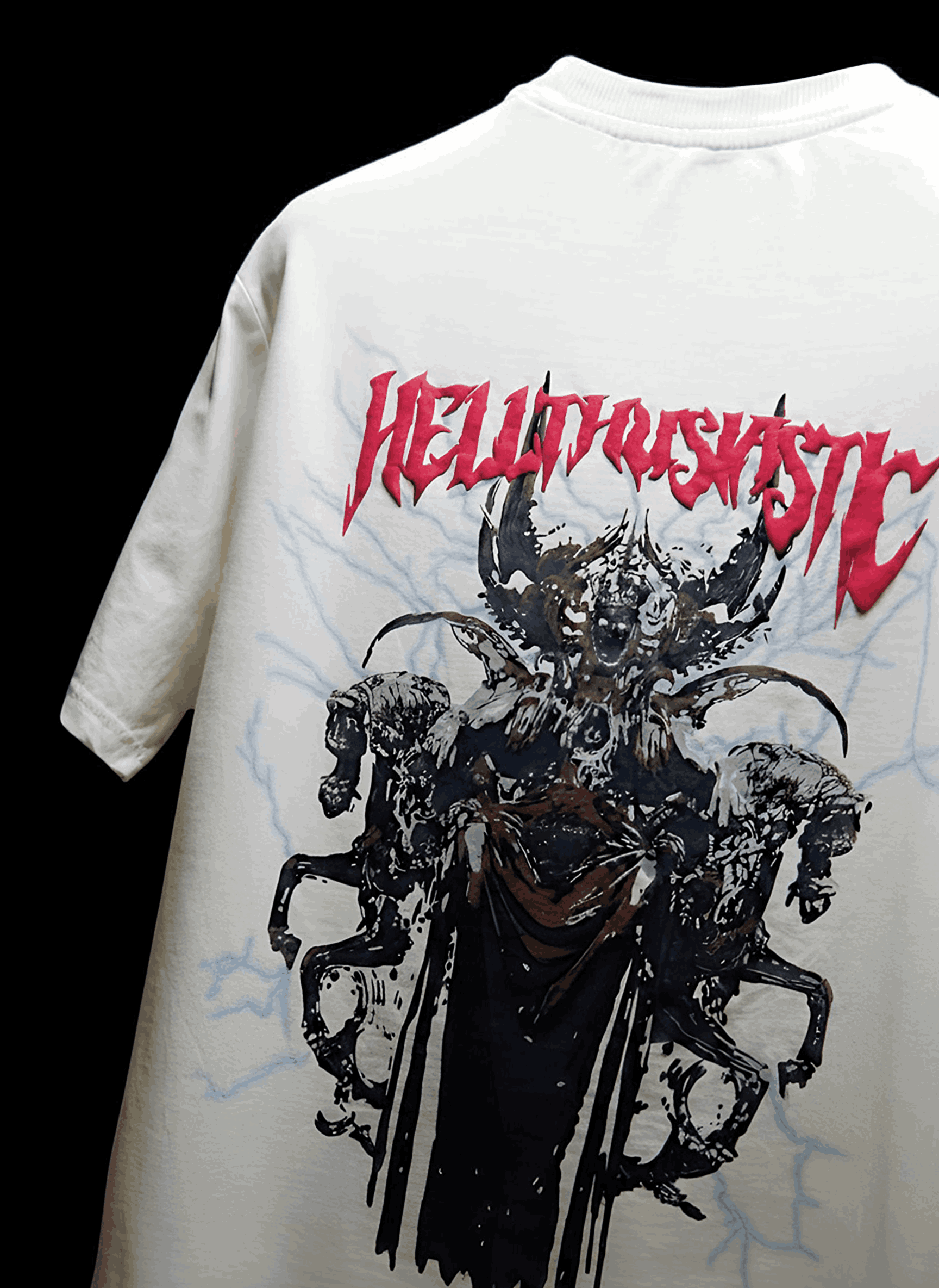 Hellthusiastic streetwear t-shirt back view, 100% Terry Cotton