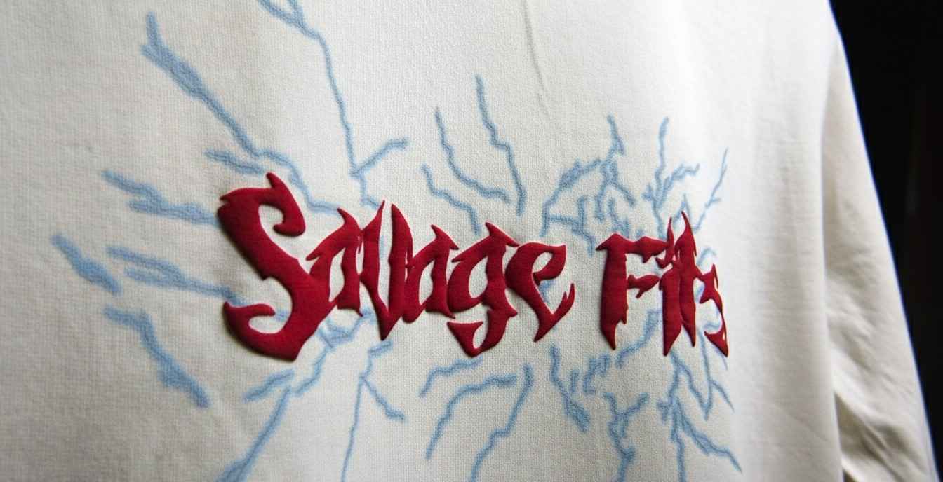 Close-up of Hellthusiastic t-shirt premium screen and puff print